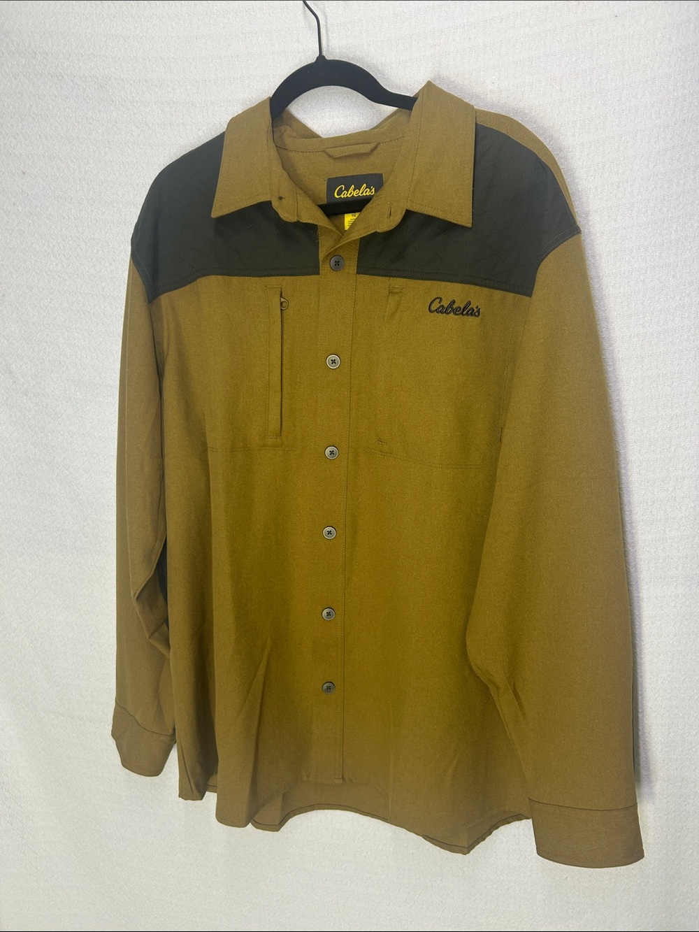 Cabela's Two-Tone Olive and Dark Green Button-Down Shirt